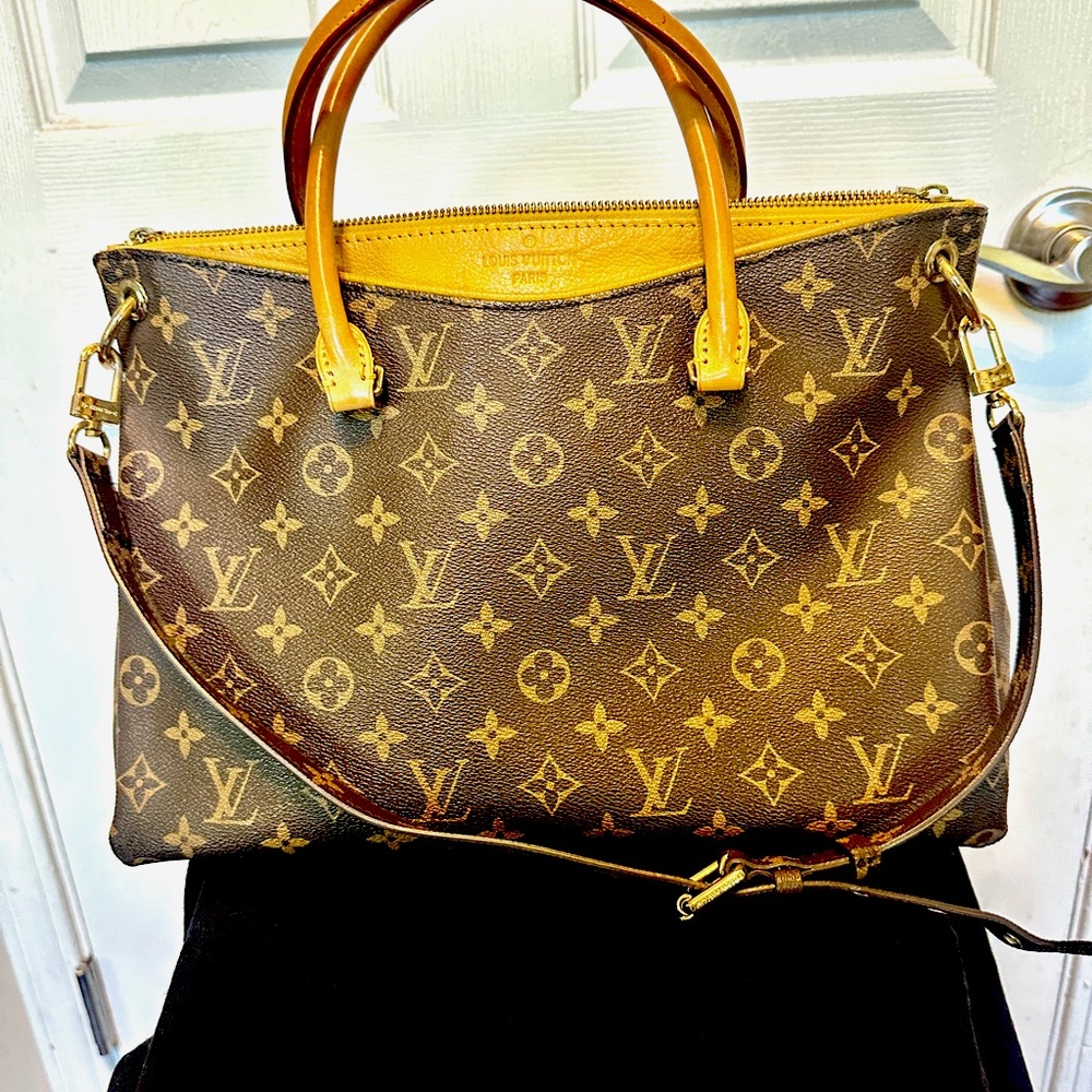 Brown and Gold Pallas Monogram Shoulder Bag